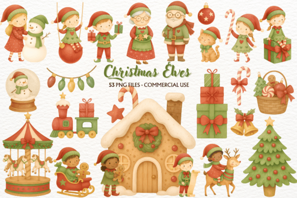 Download Watercolor Christmas Elves PNG Clipart - Elves Collection