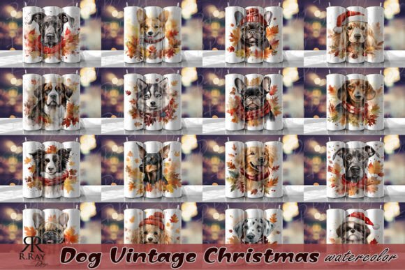 Download Dog Vintage Christmas Bundle Watercolor - Vintage christmas bundle Collection
