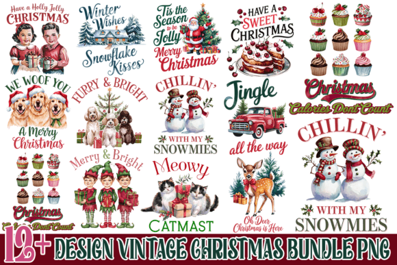 Download Design Vintage Christmas Bundle Png - Vintage christmas bundle Collection