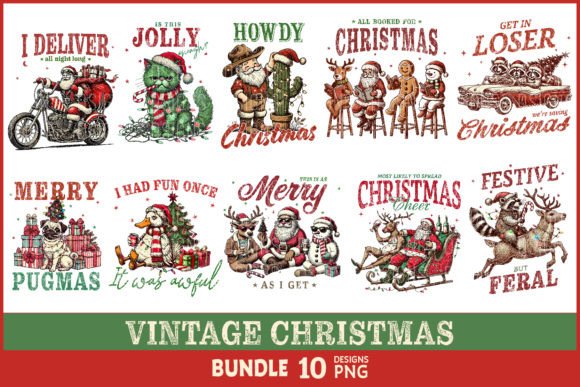Download Vintage Christmas Bundle Sublimation Png - Vintage christmas bundle Collection