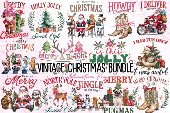 Download Vintage Christmas Bundle Clipart PNG - Vintage christmas bundle Collection